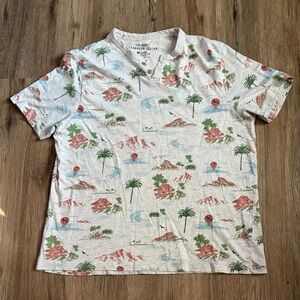Alexander Julian Colours Tropical Print Henley - Size Small